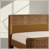 Heritage Cane Upholstered Queen Size Bed in Linen With Oak wood Frame
