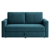 Alfon 2 Seater Velvet Pull Out Sofa Cum Bed with Storage In T Blue