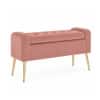 Doe Buck Upholstered Storage Bench in Pink Colour with Gold Legs