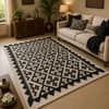 Imperial Knots Black and White Pixel Kilim Hand Woven Dhurrie 4x6 Feet
