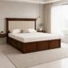 Leher Solid Wood Comfort King Bed Hydraulic Storage Provincial Teak Finish Mattress 72 x 78 Inches