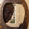 Buddha Face Shower Gold Wine Fiber Glass Indoor Fountain With Stand