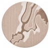 Handmade Round Natural Wool Rug Abstract Marble Beige 9 Feet Carpet
