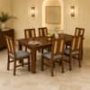 Globally Indian Giselle Solid Sheesham Wood 6 Seater Dining Table Set 6 Chairs Terracotta Orange