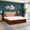 Shilp Solid Wood Compact King Bed Hydraulic Storage Provincial Teak Finish Mattress 72 x 72 Inches