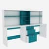 Natsu Twin Home Office Table Frosty White and Ocean Green
