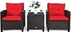 Carry Bird Wicker Patio Furniture Outdoor Balcony Chairs In Brown And Red Colour
