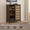 Fujiwara 24 Pair Solid Wood and Cane Shoe Cabinet In Danish Walnut Finish