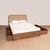 Buda Drawer Storage Queen Size Bed in Light Walnut Finish