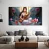 The Castle Decor Goddess Saraswati Wall Painting Wooden Framed 27x48 Inch (Style 2)