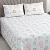 White Floral 400 Tc Cotton Flat  Double Queen Size Bedsheet With 2 Pillow Cover