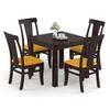 Arabia-Fabio 4 Seater Dining Table With Set Of 4 Chairs (Colour- Matty Yellow, Finish- Mahogany)