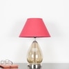 DECADE Smoke Luster Glass and Metal Table Lamp With Maroon Cotton Shade