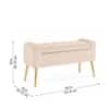 Doe Buck Upholstered Storage Bench in Beige Colour with Gold Legs