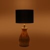 Devansh Black Cotton Table Lamp With  Wood Natural Base (7X13 Inches)-3