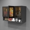 Aluminium Black Profile 3 Tinted Glass Handless Shutter  In Slate Grey Finish
