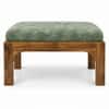 Nivara Solid Sheesham Wood Upholstered Pooja Chowki Sage Green Provincial Teak Finish