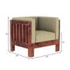 Prashiv 1 Seater Wooden Sofa (Creame Colour, Teak Finish)