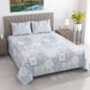 Cream Floral Cotton 400 Tc Flat Queen Size Bedsheet With 2 Pillow Covers