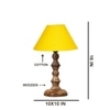 Devansh Yellow Cotton Table Lamp With  Wood Natural Base (10X10X16) Inches)-31
