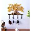Metal Handpainted Golden Tree Key Holder with 4 Hooks