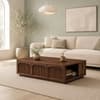 Alderley Sheesham Wood Arched Fluted Coffee Table in Walnut Finish