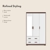 Miller 3 Door 2 Drawers Wardrobe With Mirror and Lock in Two Tone Finish