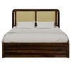 Lotus Solid Wood Queen  Size Upholstered Bed With Drawer Storage (Provincial Teak Finish)