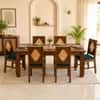 Globally Indian Laurent Solid Sheesham Wood 6 Seater Dining Table Set 6 Chairs Teal Blue