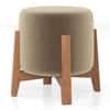 Nicole Stool In Amber Walnut Finish With Dark Beige Micro Velvet Colour