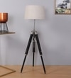 Black Dabbi Stand Floor Lamp in Beige Shade