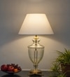 Mystic Hand Cut Rippled Glass And Brass Casted Metal Table Lamp With White Cotton Shade