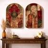 Mughal Architecture Floral Wall Art Painting Set of 2 with Gold Frame 16 x 24 Inch