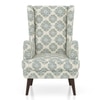 Genoa Fabric Wing Chair in Aqua Fleur Damask Colour