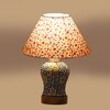 Devansh Conical Multi Cotton Shade Lamp With Wood & Mosaic Glass Base For Decoration/Office/Home/Gifting/Study For Decoration/Office/Home/Gifting/Study -(10X10X14.5) Inches -A