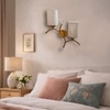 Devansh Metal Electric Wall Light in Gold Colour with White Shade Count of 2 Lights