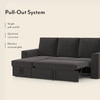 Kowloon Sectional Pull Out Sofa Cum Bed with Storage in Urban Grey Colour