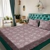 Purple Floral 180 TC Flat 1 Queen  Bedsheet with 2 Pillow Covers