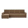 Apollo Compact Sofa (Colour : Fawn Velvet, Cushion : Hard, Back Type : High Back, Seating Capacity : Left Aligned 3 Seater + Left Aligned Chaise + Ottoman)