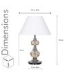 Bompton Nickel Finish Metal And Smoke Crystal Table Lamp With White Cotton Shade