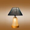 Devansh Conical Turquoise Jute Shade Lamp With Wood & Mosaic Glass Base For Decoration/Office/Home/Gifting/Study For Decoration/Office/Home/Gifting/Study -(10X10X14.5) Inches -A