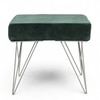 Asansol Sheesham Wood Accent Square Set of 2 Stools     in Green Cotton Velvet Upholstery