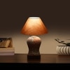 Devansh Conical Grey Cotton Shade Lamp With Wood & Mosaic Glass Base For Decoration/Office/Home/Gifting/Study For Decoration/Office/Home/Gifting/Study -(10X10X14.5) Inches -A