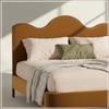 Solara Wave Luxe Queen Size Bed in velvet With Oak wood Frame & Hydraulic Storage