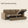 Kowloon Sectional 3 Seater Pull Out  Sofa Cum Bed with Storage in Fawn Velvet Colour