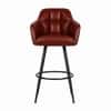 Doe Buck Luxury Faux Leather Counter Height Bar Stool in Brown Colour