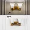 FRANKLIN 2 Light Brass Wall Fitting with Frosted White Glass