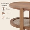 Tora XL Solid Wood And Cane With Glass Coffee Table In Amber Walnut Finish