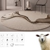 Handmade Round Wool Rug Modern Abstract Wave Brown Beige 8 Feet Carpet