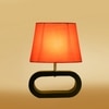 Devansh Orange Cotton Table Lamp With  Wood Black Base -5